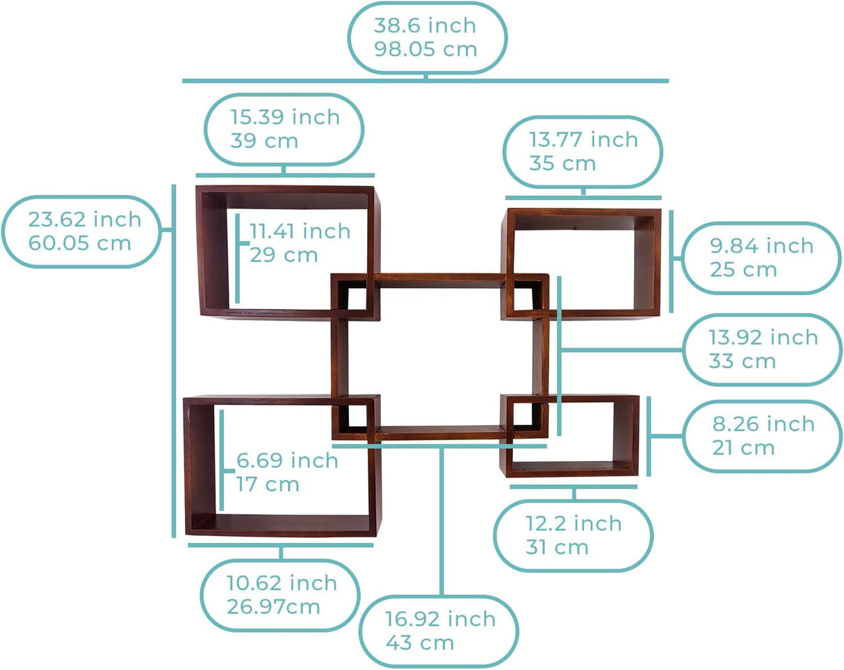 Estantes Flotantes Cuadrados - Set de 5 - Decoración Rústica