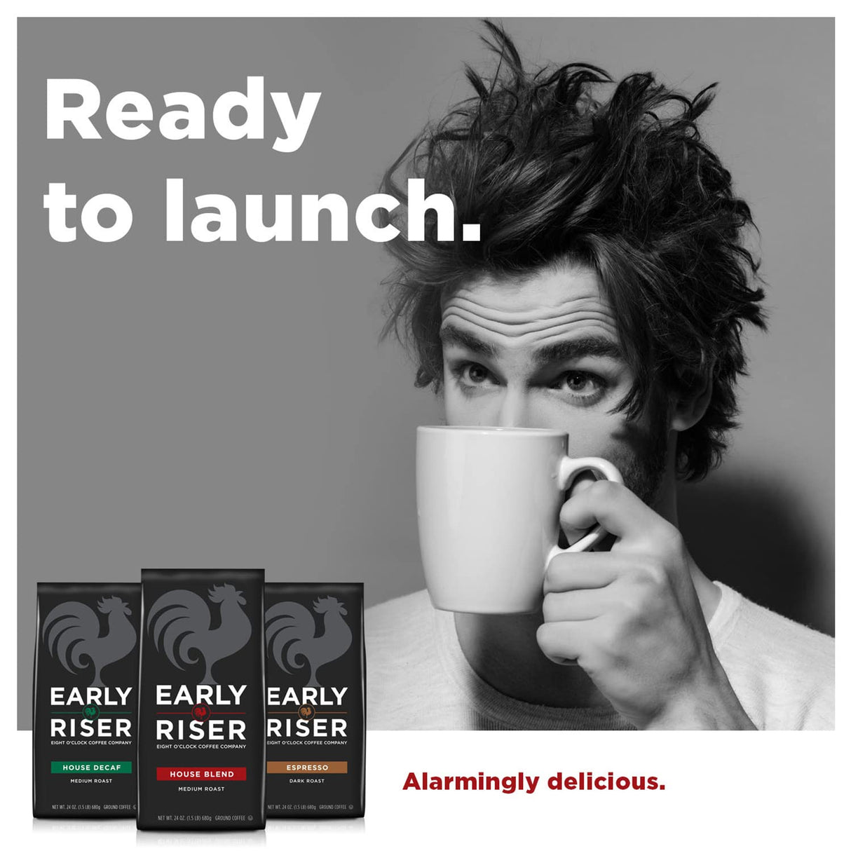 Café Molido Descafeinado Early Riser, 22 Onzas, Sabor Suave