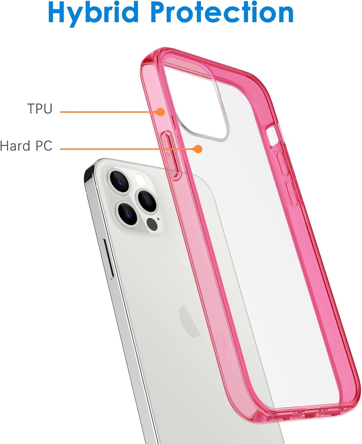 JETech Funda para iPhone 12/12 Pro de 6.1 pulgadas, cubierta de parachoques a prueba de golpes, parte trasera transparente antiarañazos, color rojo