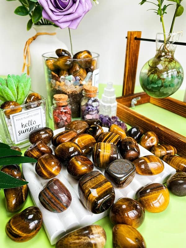 Set de cristales de ojo de tigre pulidos y naturales 0.45 lbs