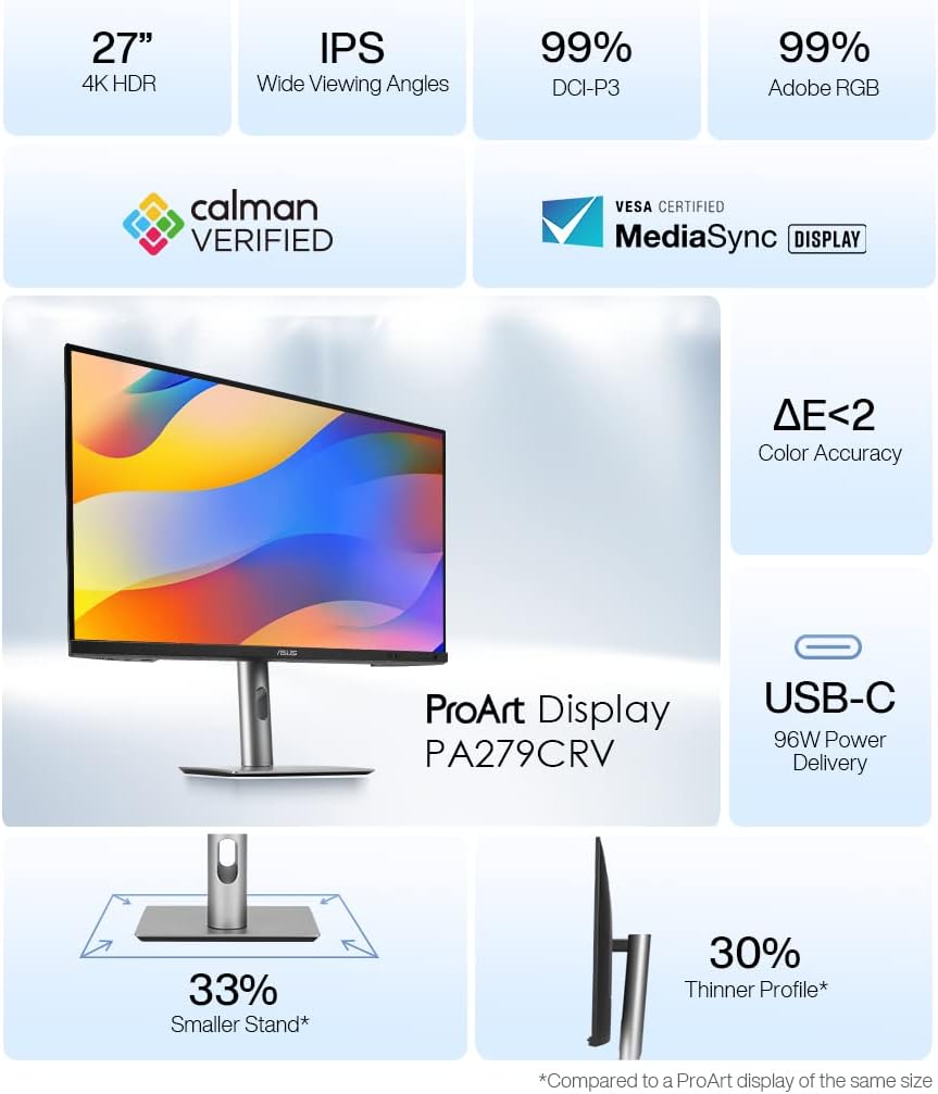 Monitor Profesional ASUS ProArt 27” 4K HDR PA279CRV