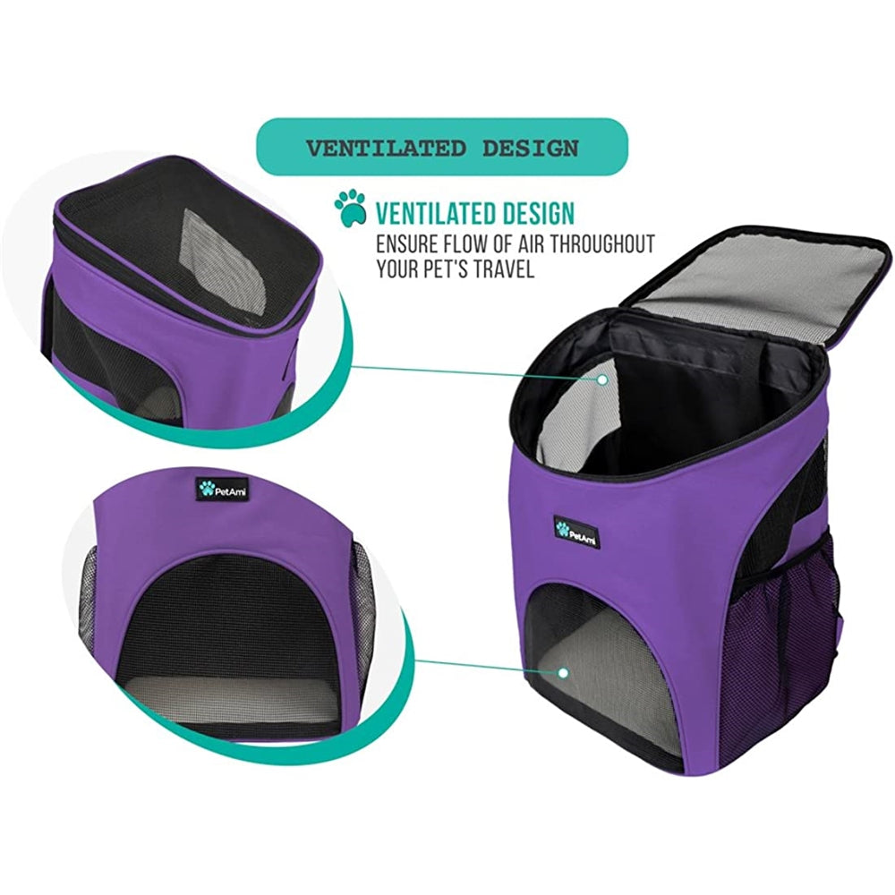 Mochila de transporte para gatos correa de seguridad lila