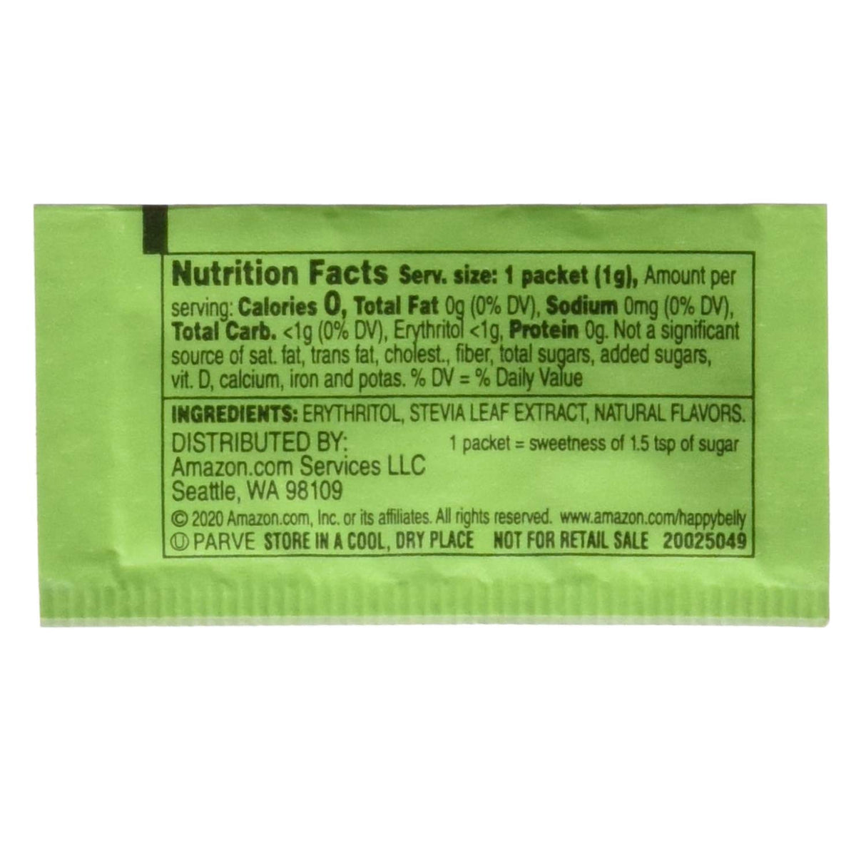 Endulzante Stevia en polvo Happy Belly, 1000 paquetes, 2.2 lb