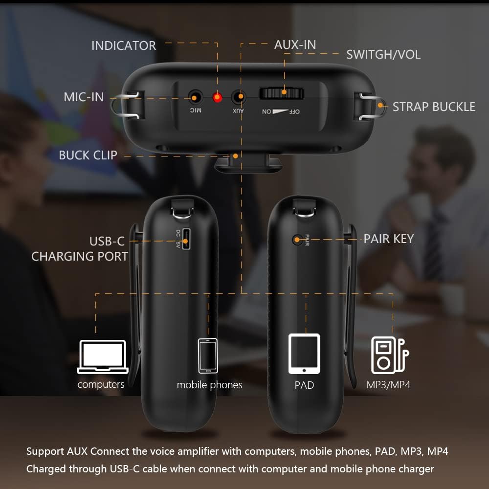 Amplificador de Voz Portátil Mini Recargable con Micrófono