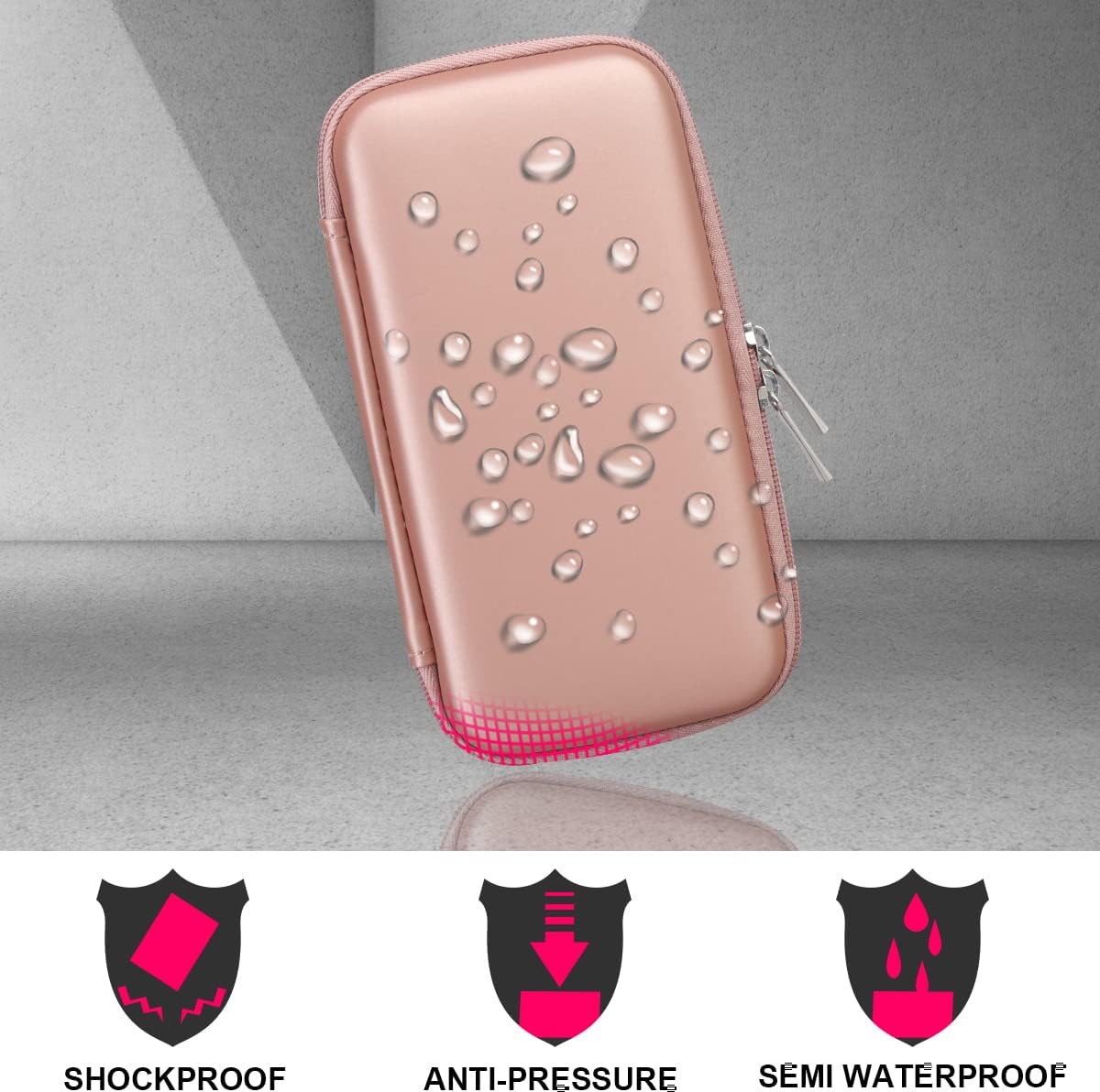 Elonbo Estuche rígido de viaje para Anker 622/633 / 521 batería magnética (MagGo), cargador portátil inalámbrico plegable magnético de almacenamiento de banco de energía, bolsillo de malla adicional para cable de carga, oro rosa