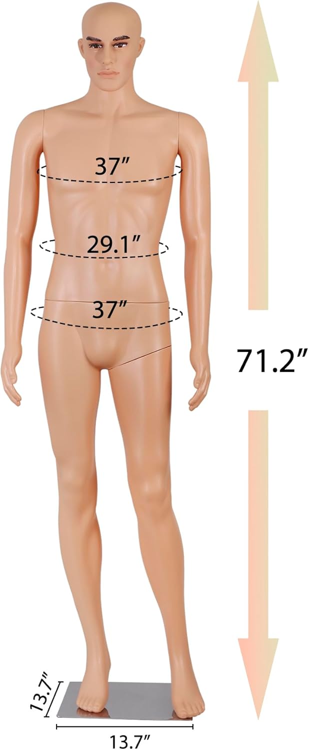 Maniquí ZENY Hombre 73 Ajustable, Rotación 360°, Detachable