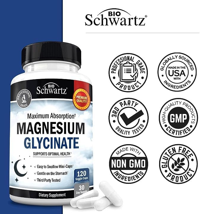 Suplemento de Magnesio Glicinato 500 mg para Sueño y Salud