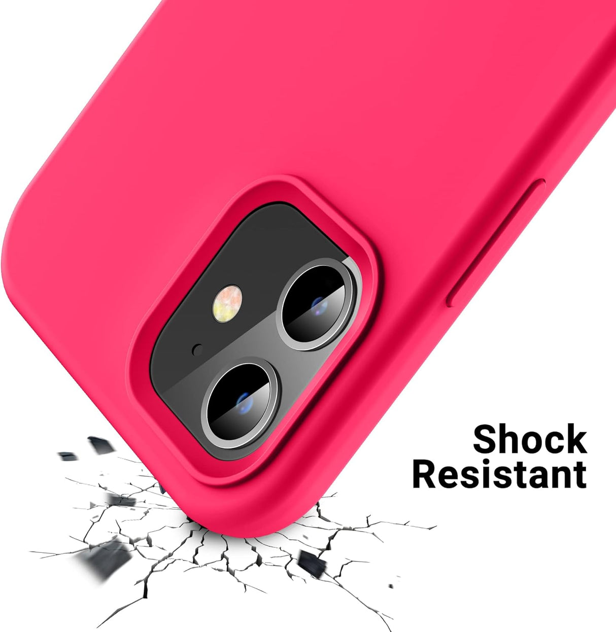 OTOFLY Funda de silicona suave diseñada para iPhone 12/12 Pro, protección contra caídas de grado militar, forro de microfibra antiarañazos, funda protectora a prueba de golpes, funda delgada de 6.1 pulgadas, rosa neón