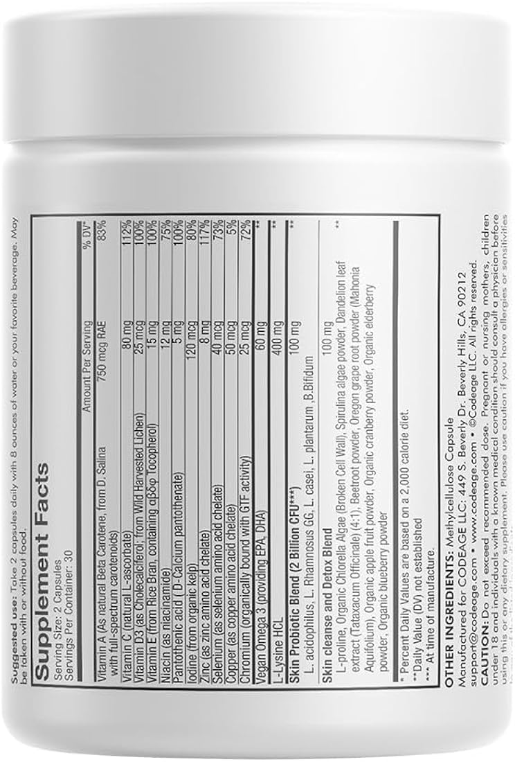 Suplemento Clearface vitaminas A C D3 E ácido pantoténico