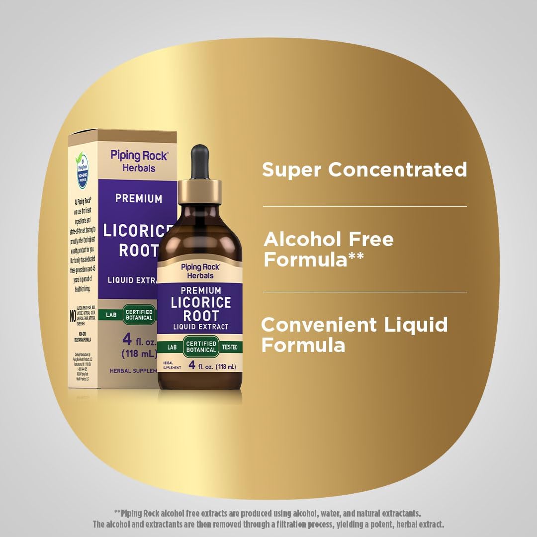 Extracto de Regaliz Piping Rock | Alcohol Libre, No GMO, 4 Oz