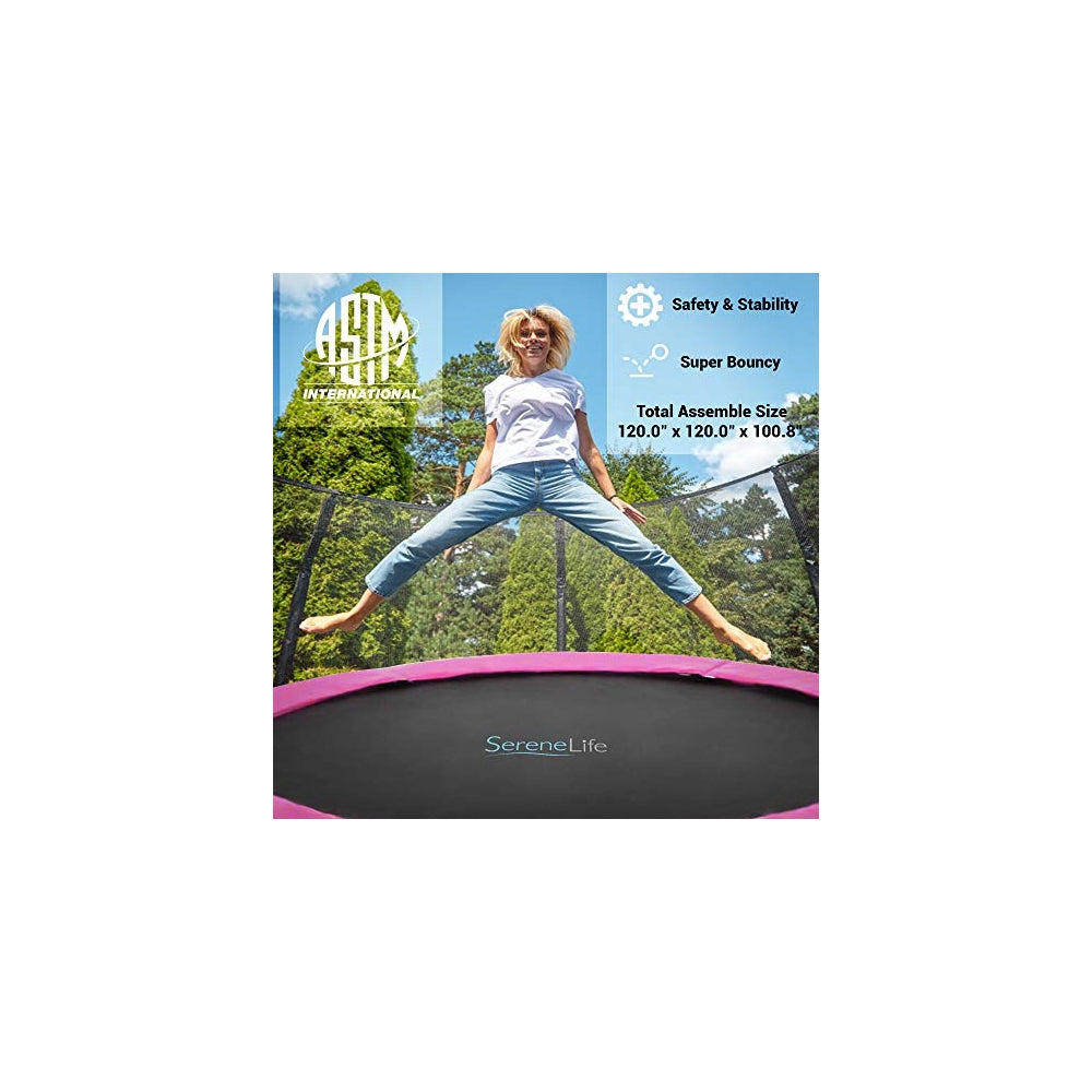 Trampolín al aire libre para niños SereneLife SLTRA10PNK