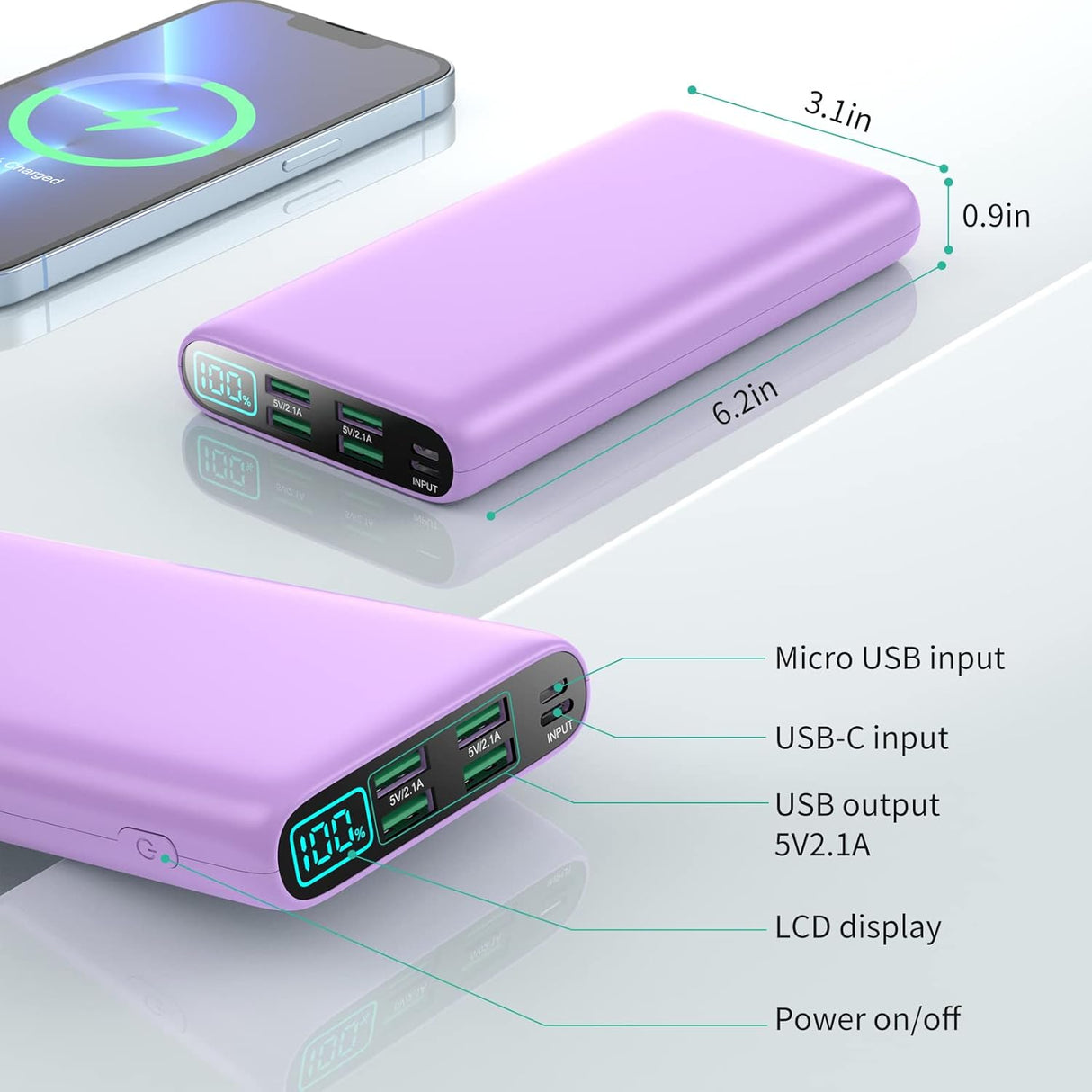 Cargador portátil de 38800 mAh pantalla LCD USB-C