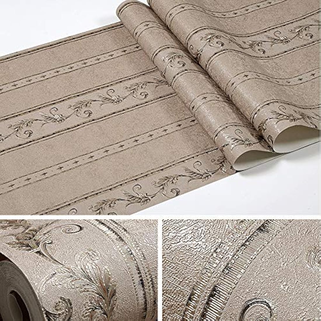 Papel pintado decorativo tipo damasco marrón(20.87x3.54x3.54