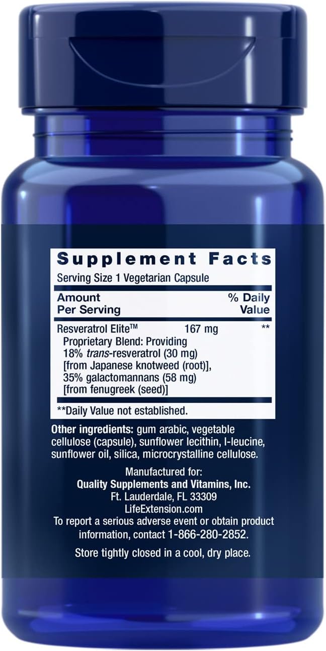 Suplemento Resveratrol 100 mg - Transresveratrol 60 cápsulas