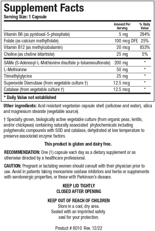 Suplemento BIOTICS Investigación SAMethylate Plus Same 60 un