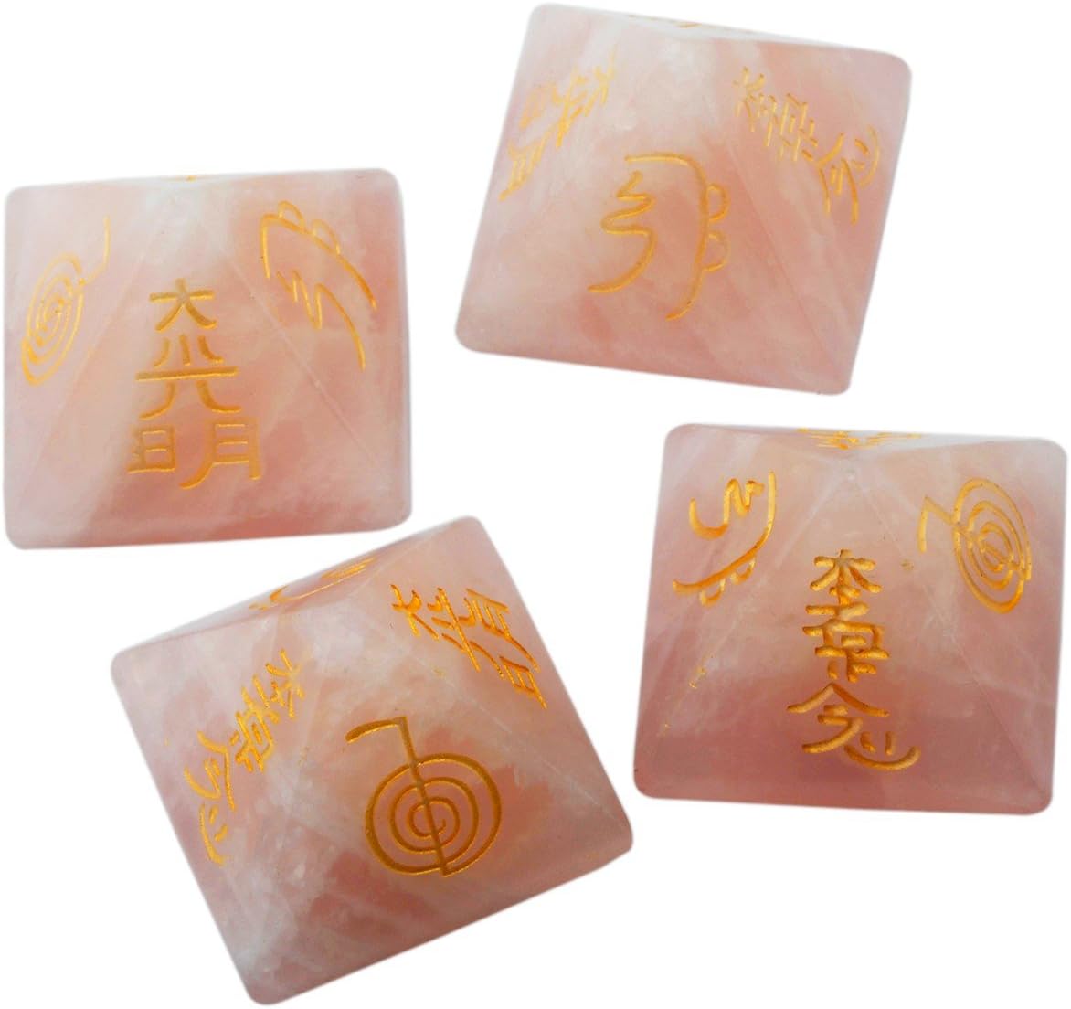 rockcloud Figura de pirámide de piedra metafísica sanadora, de cristal, cuarzo rosa, y fluorita.