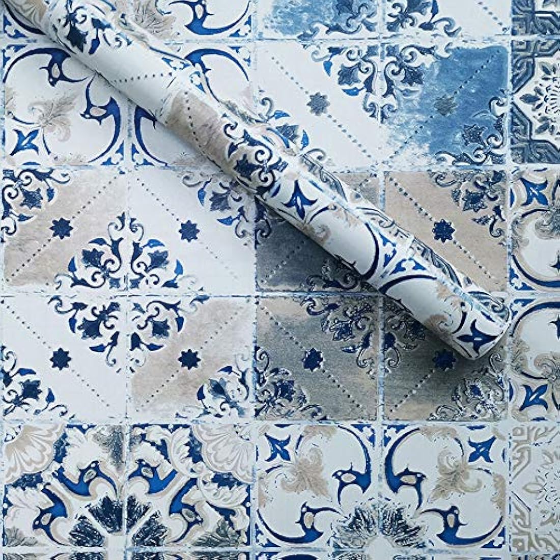 Papel pintado de azulejos mediterráneos despegar y pegar