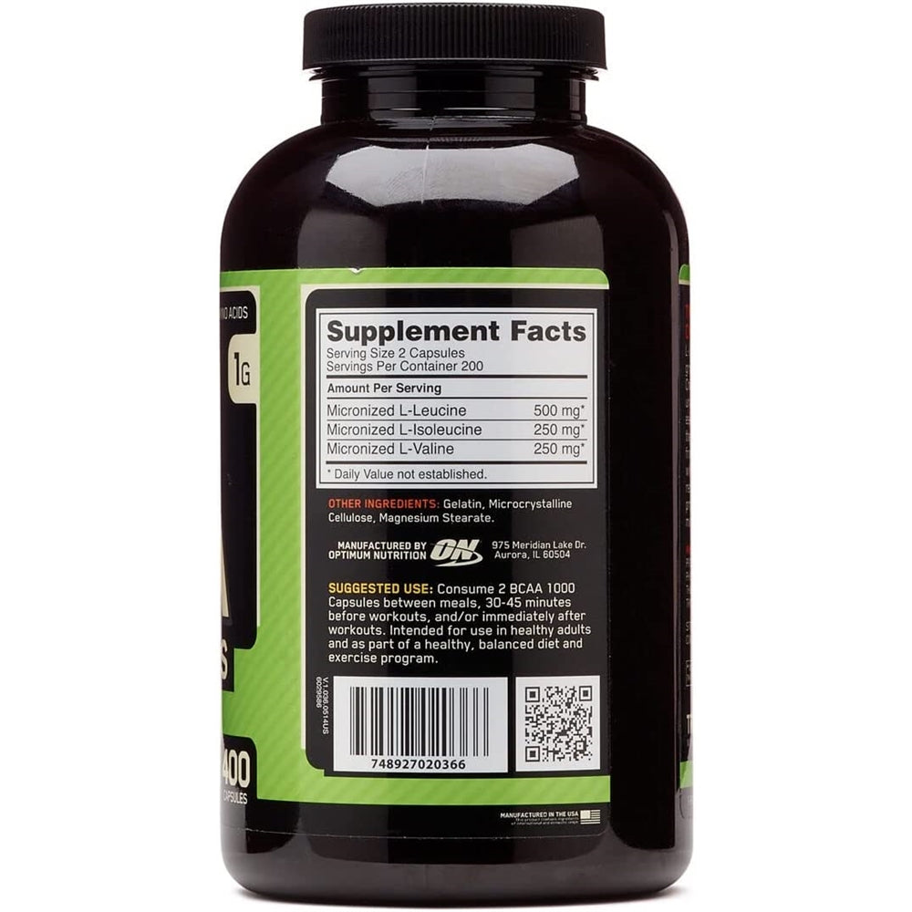 Suplemento Optimum Nutrition Cápsulas BCAA 1000 mg