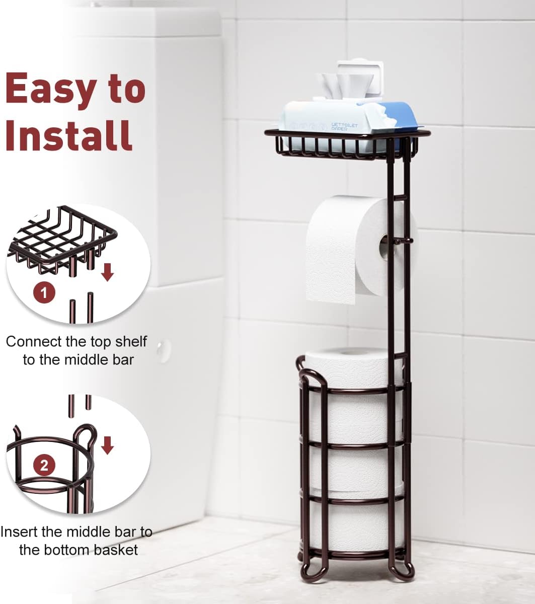 Soporte de papel higiénico con estante para baño, Mega Rolls