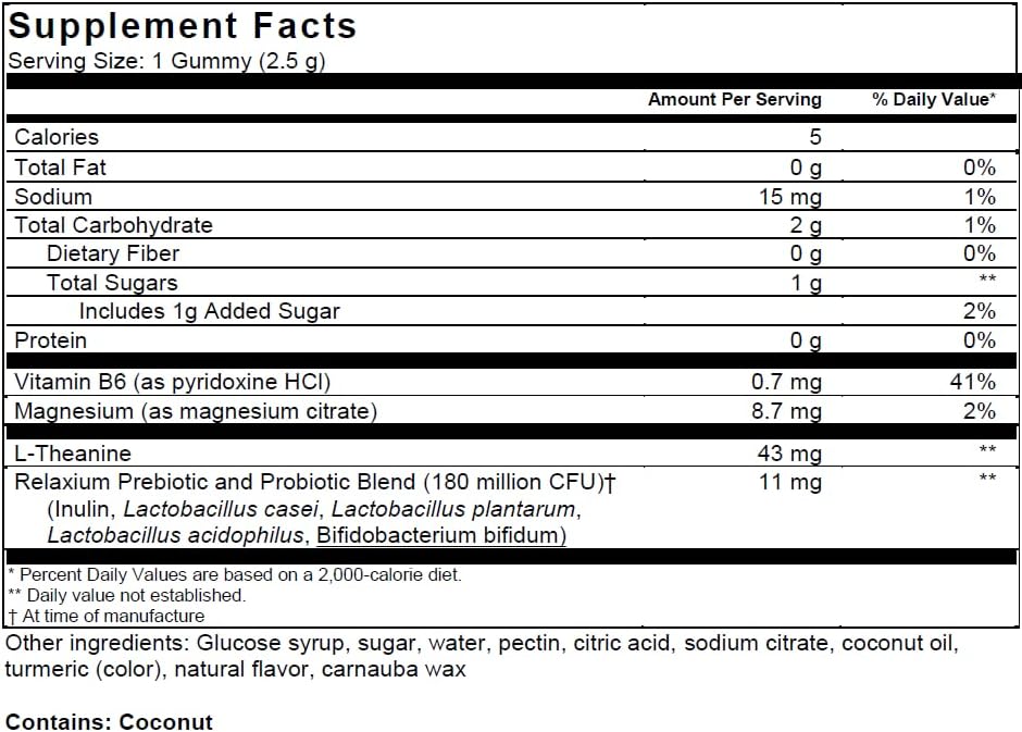Gomita Relaxium Calm con Vitamina B6 Magnesio y L-teanina