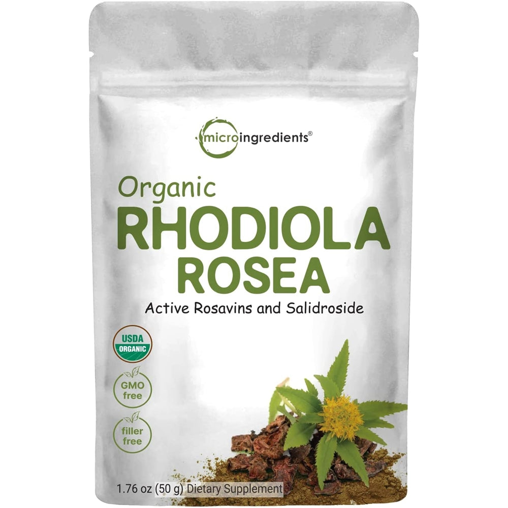 Suplemento Polvo de rodiola rosa orgánica pura 1.76oz
