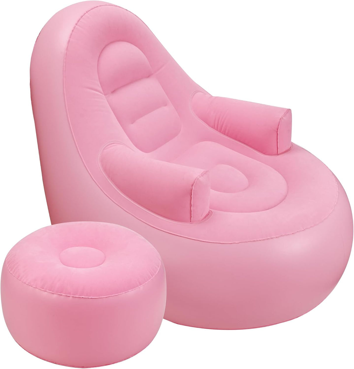 Sofá Inflable con Descansabrazos y Puff, Ideal para Camping