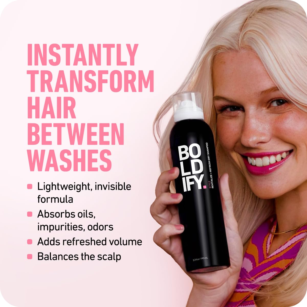 Shampoo en aerosol seco para mujeres y hombres Boldify