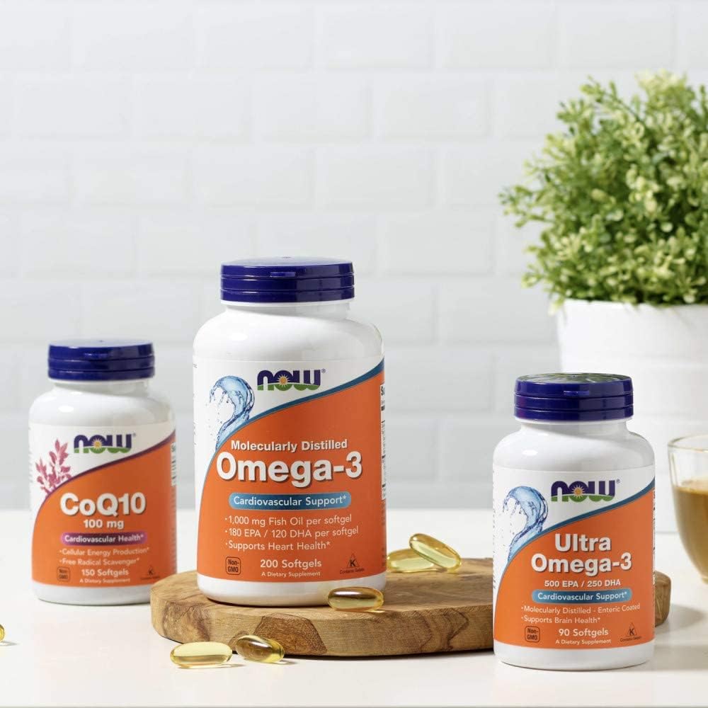 Suplementos Omega-3 NOW Foods, 180 EPA / 120 DHA, 200 Gelcaps