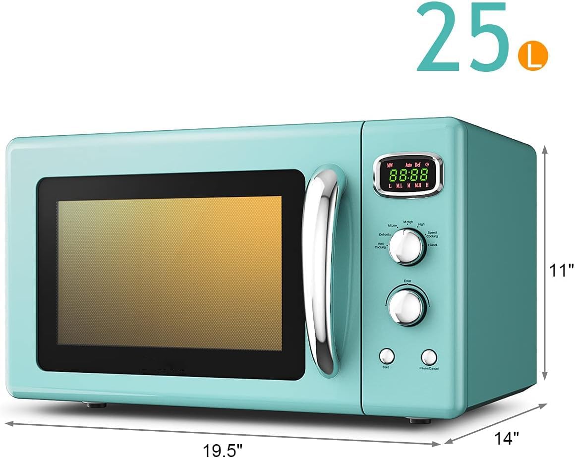 Horno Microondas Compacto 0.9 Cu.ft, 900W, 5 Potencias, 25L