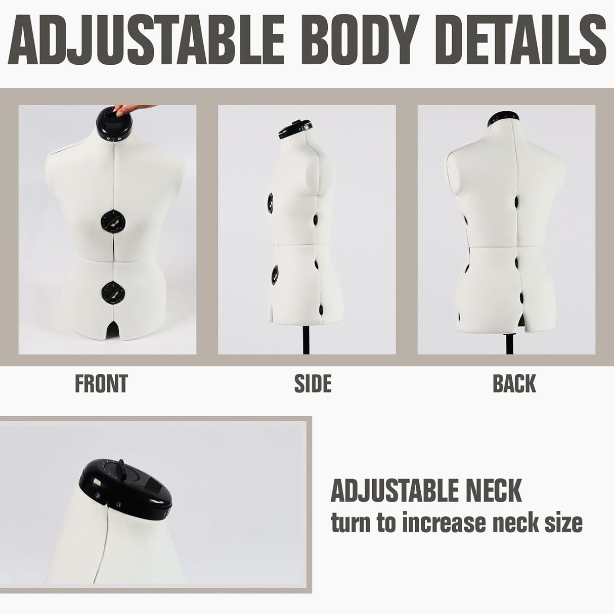 Maniquí ajustable para costura, tamaño 6-14, 13 diales, 42.5-60