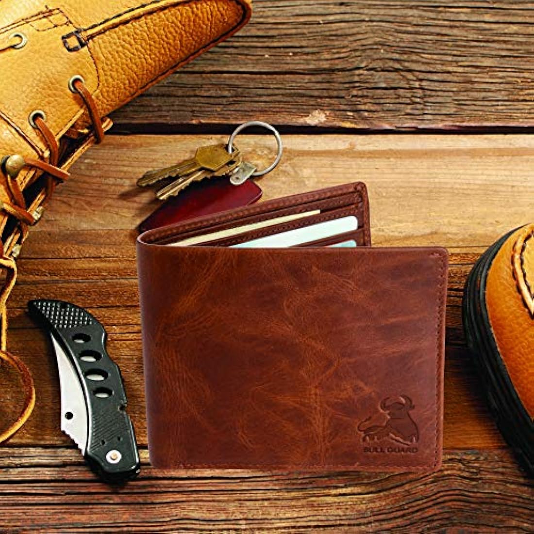 Billetera para hombres de cuero genuino suave vintage Marrón