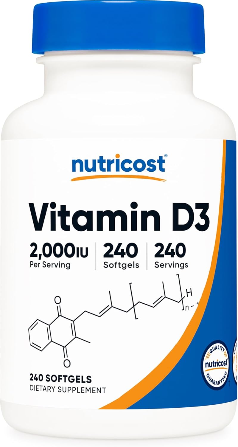 Vitamin D3 Nutricost 2000 IU, 240 Softgels, Sin Gluten