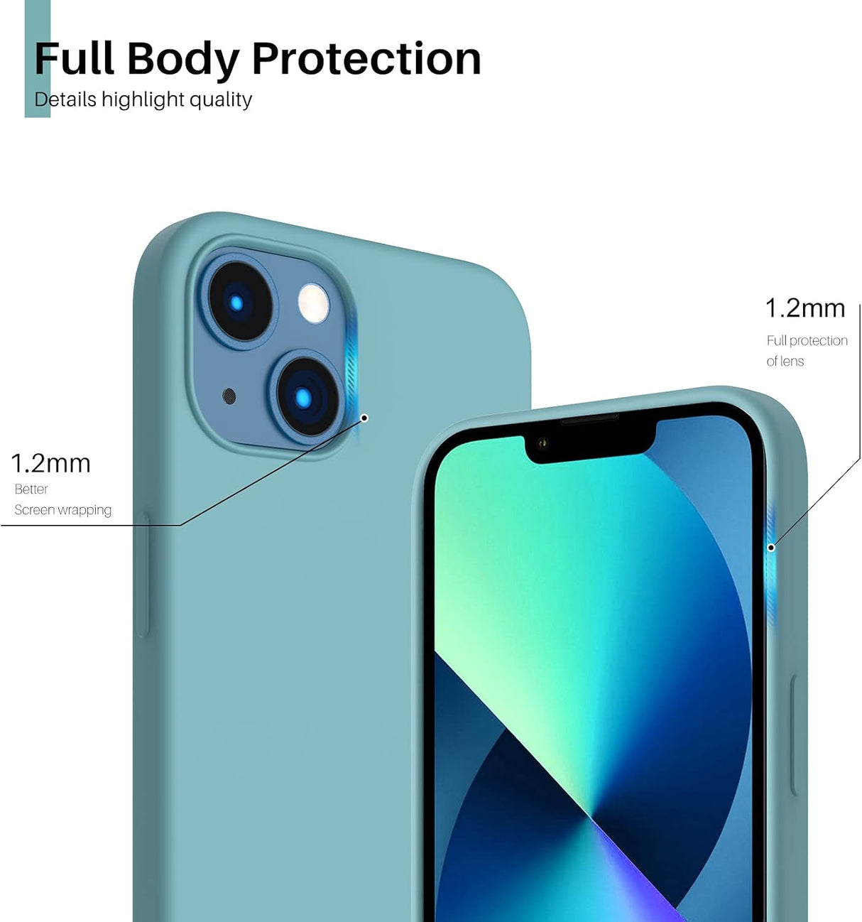 ORNARTO - Funda compatible con iPhone 3 y iPhone 13 Pro, goma de gel suave de 3 capas de silicona líquida delgada, 15,5 cm, cactus