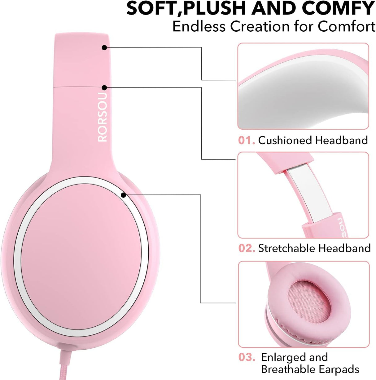 Auriculares RORSOU R10 con micrófono, ligeros y plegables