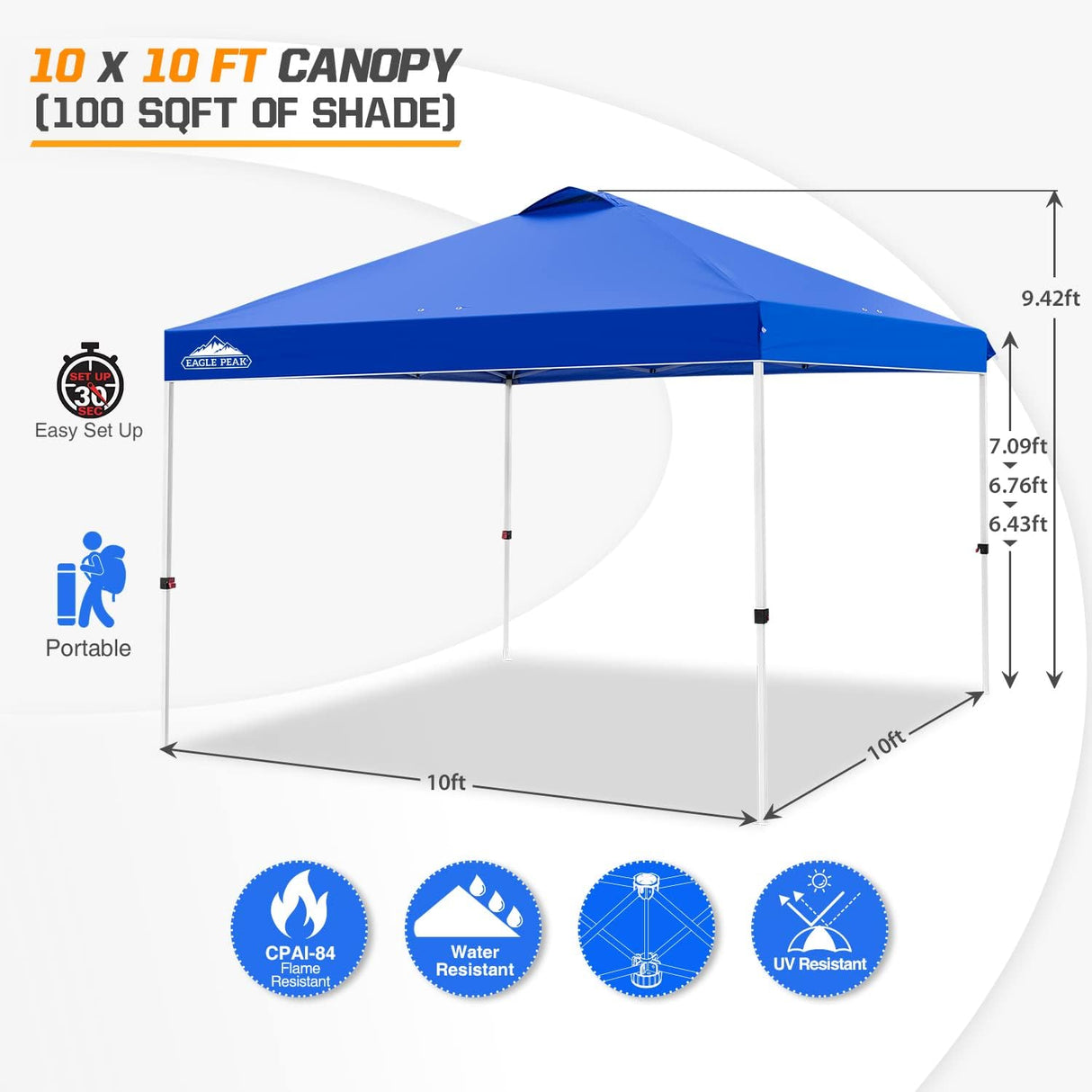 Tienda EAGLE PEAK 10x10 Carpa Plegable con Accesorios Azul