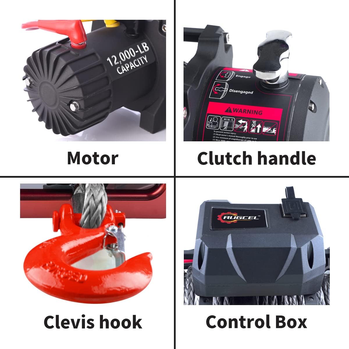 Cabrestante eléctrico impermeable IP68 de 12000 libras