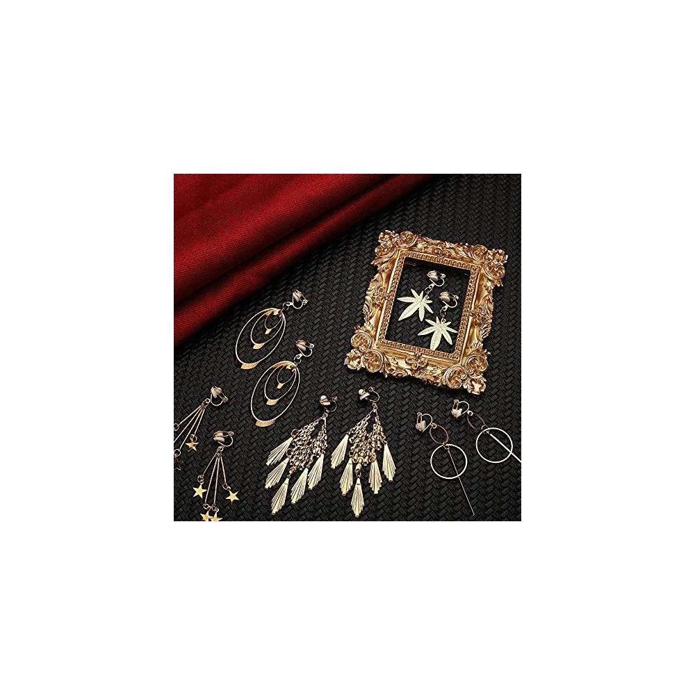 Aretes colgantes con clip en gota bohemia para mujeres
