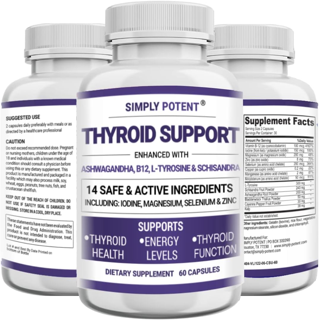 Suplemento de apoyo tiroideo y apoyo suprarrenal con yodo