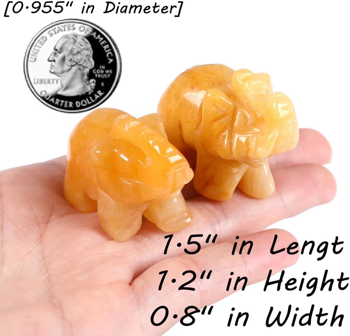 QINJIEJIE Cristales de jade amarillo, decoración de elefante