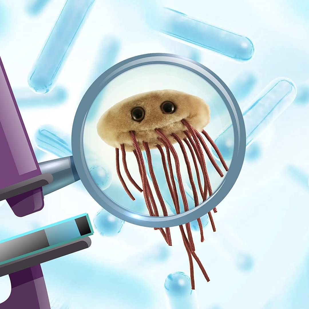Peluche de tejido suave en forma escherichia Coli bacteria