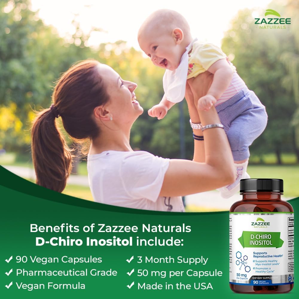 Zazzee D-Chiro-Inositol 50mg, 90 cápsulas, 40:1 ratio