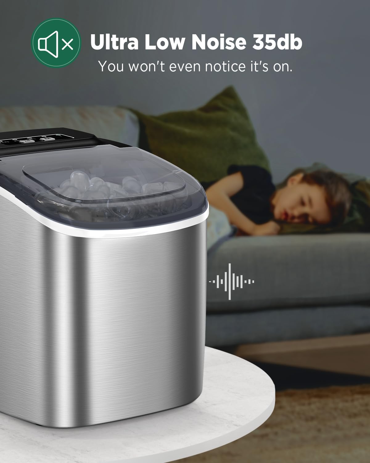 Máquina de Hielo Silonn, 9 Cubos en 6 Min, Auto-Limpieza