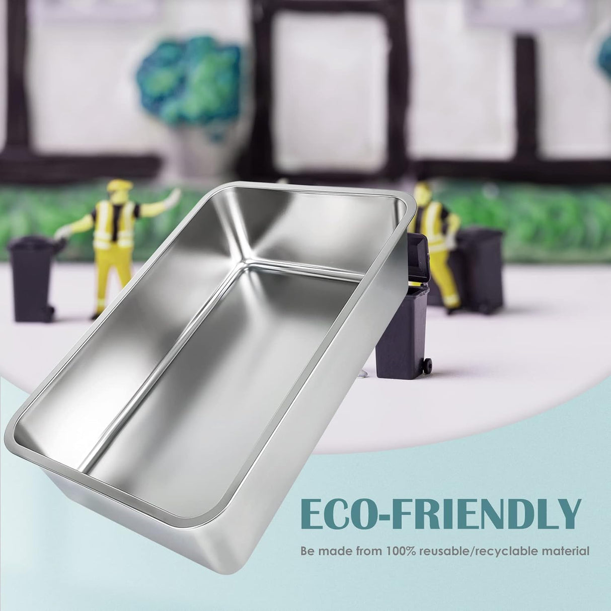 Caja de arena grande acero inoxidable con lado alto IKITCHEN