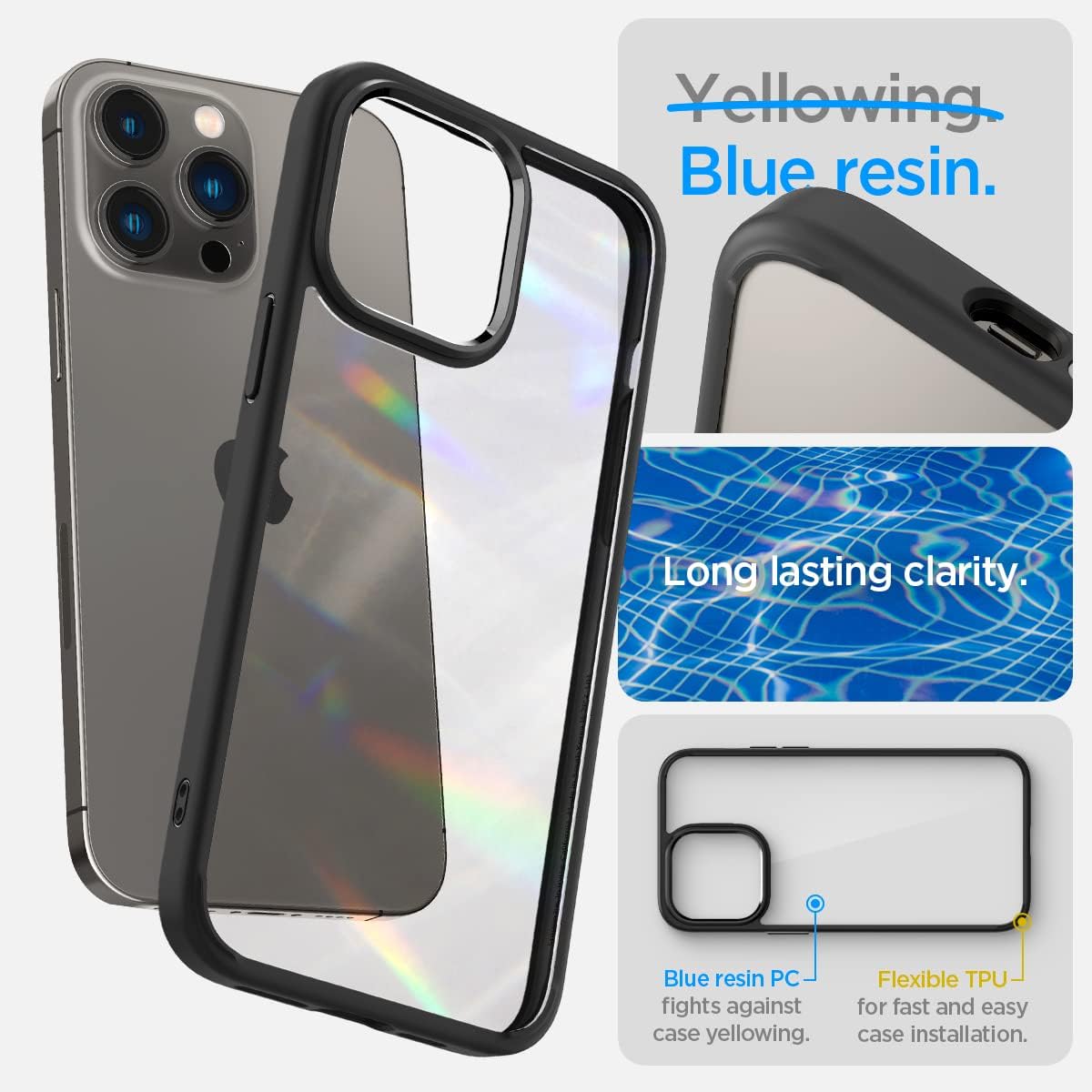 Spigen Ultra Hybrid - Funda diseñada para iPhone 14 Pro (2022), color negro mate