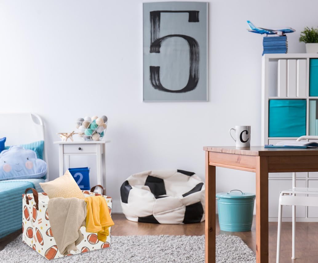 Canasta de Almacenamiento Rectangular para Niños (Fútbol)