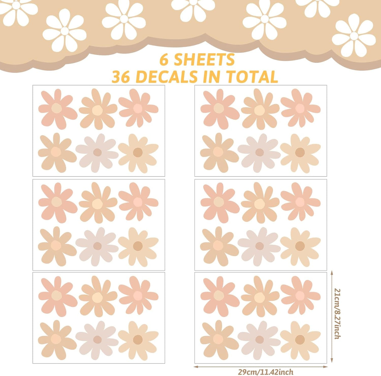 Vinilo Decorativo BBTO Flor de Margarita para Paredes, Simple