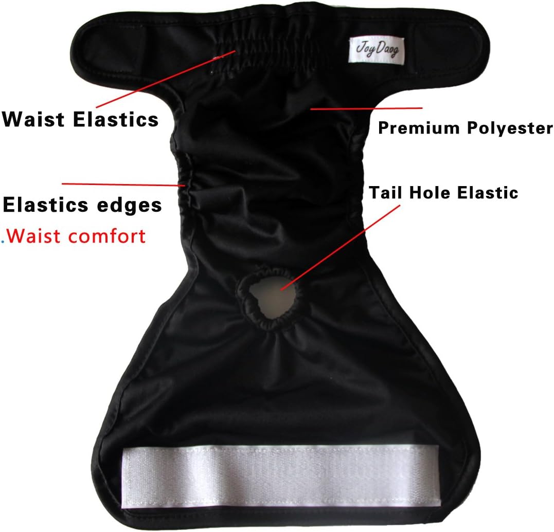 JoyDaog Paquete de 3 pañales para cachorros, color negro, XS