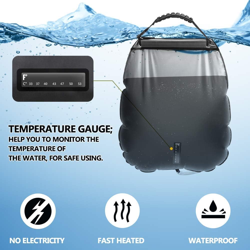 Bolsa de Ducha Solar Portátil con Manguera y Cabezal
