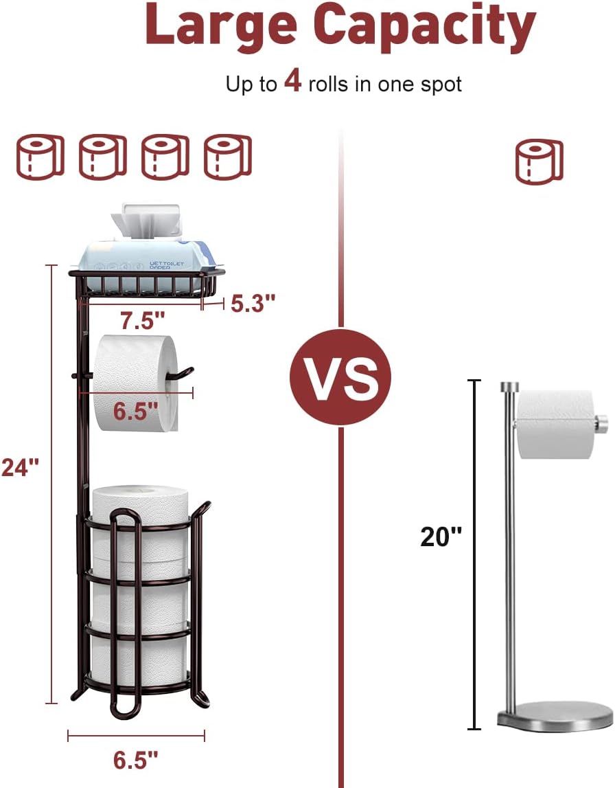 Soporte de papel higiénico con estante para baño, Mega Rolls