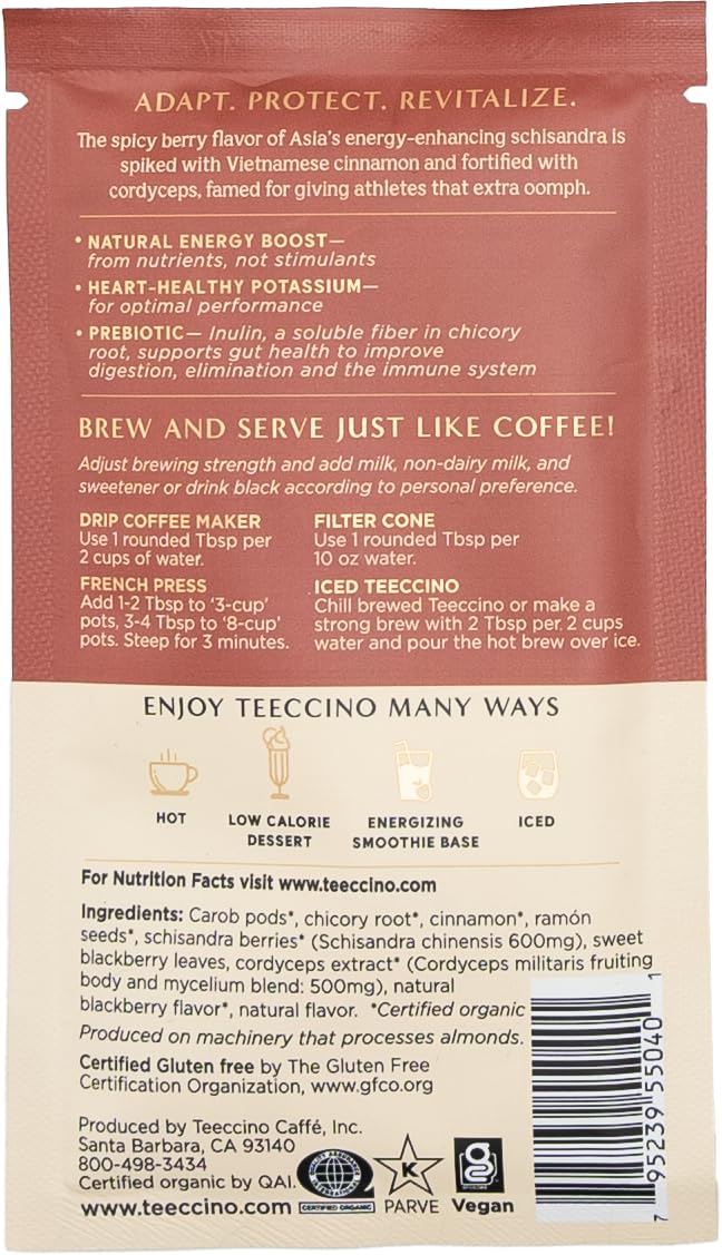 Teeccino Sampler de café de hierbas adaptógeno de hongos - 6 paquetes de tamaño de prueba - Chaga Ashwaganda, Reishi Eleuthero, Tremella Tulsi, Cordyceps Schisandra, astrágalo de cola de pavo y